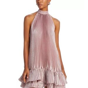 NWT L’idee Soleil Pink Halter Pleated Dress $459 MSRP